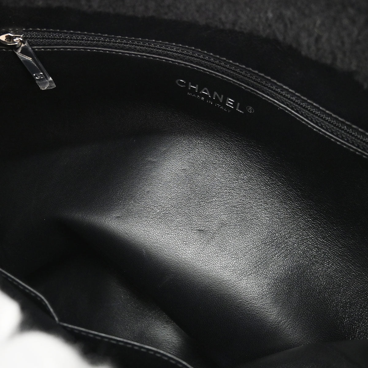Chanel 2014-2015 Black Wool Lambskin 2way Shearling Comic Tote Handbag