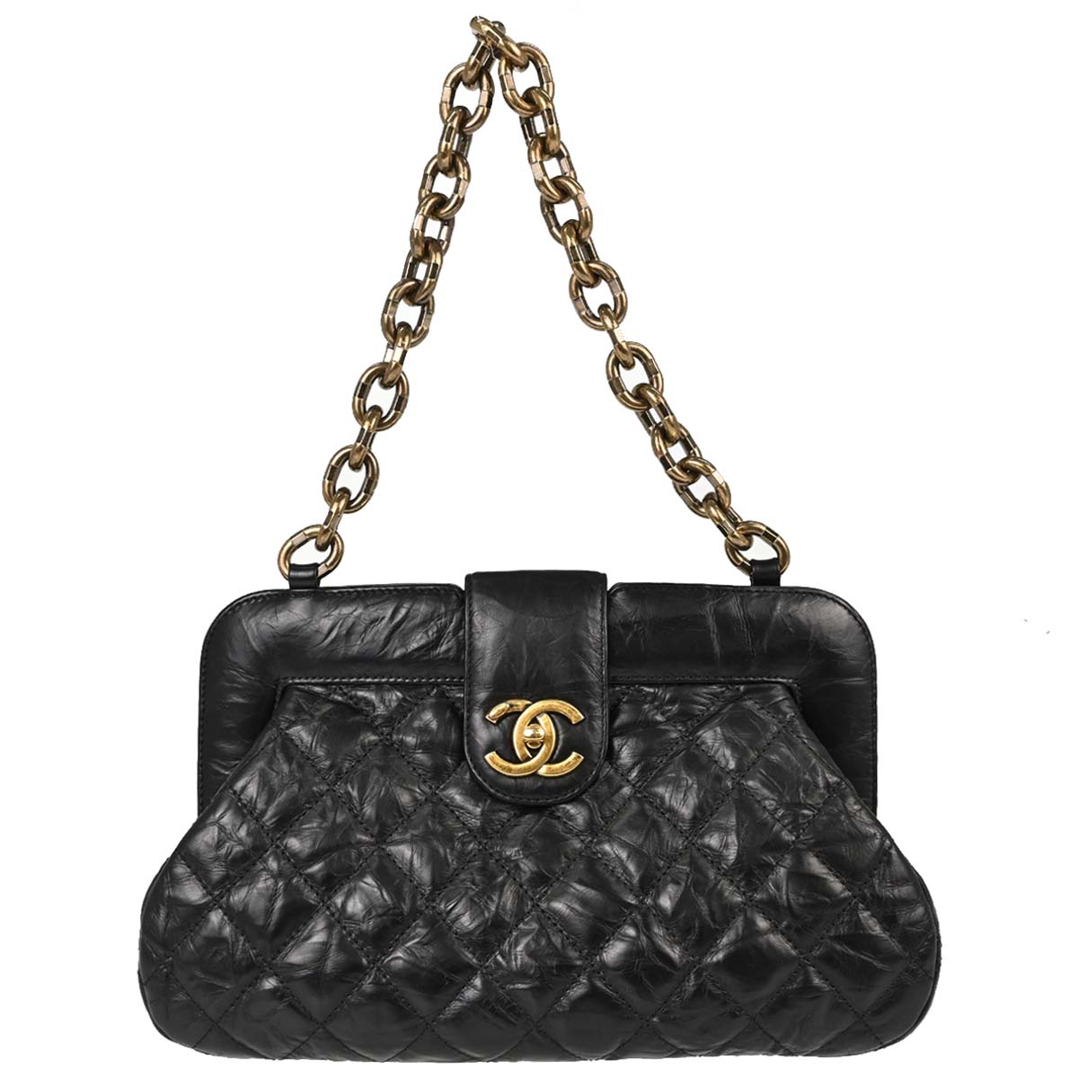 Chanel 2017 Black Calfskin Frame Bag Handbag
