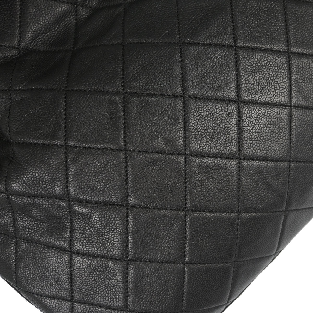 Chanel 2010-2011 Black Caviar Skin Chain Expandable Tote Bag