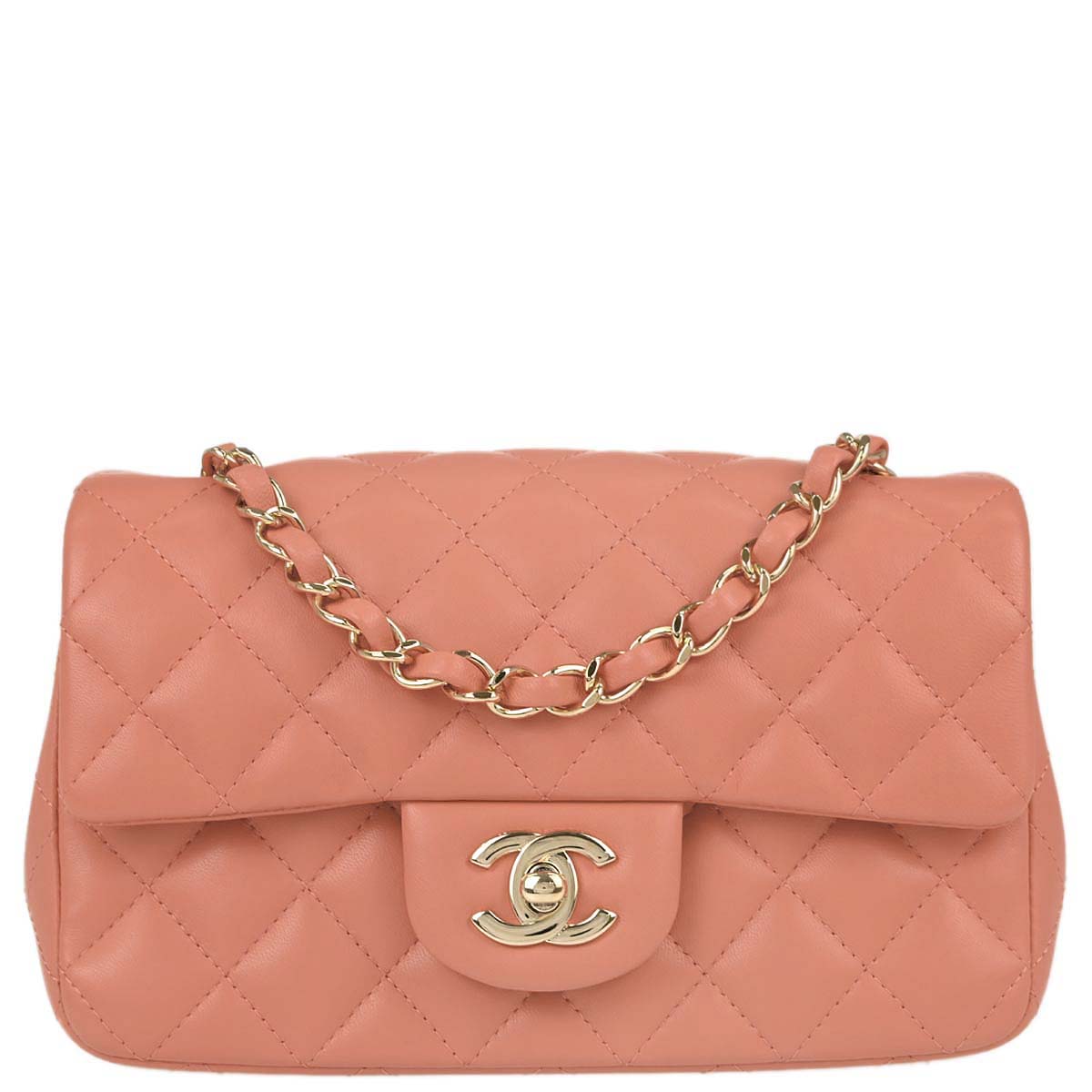 Chanel Pink Lambskin Single Flap Shoulder Bag