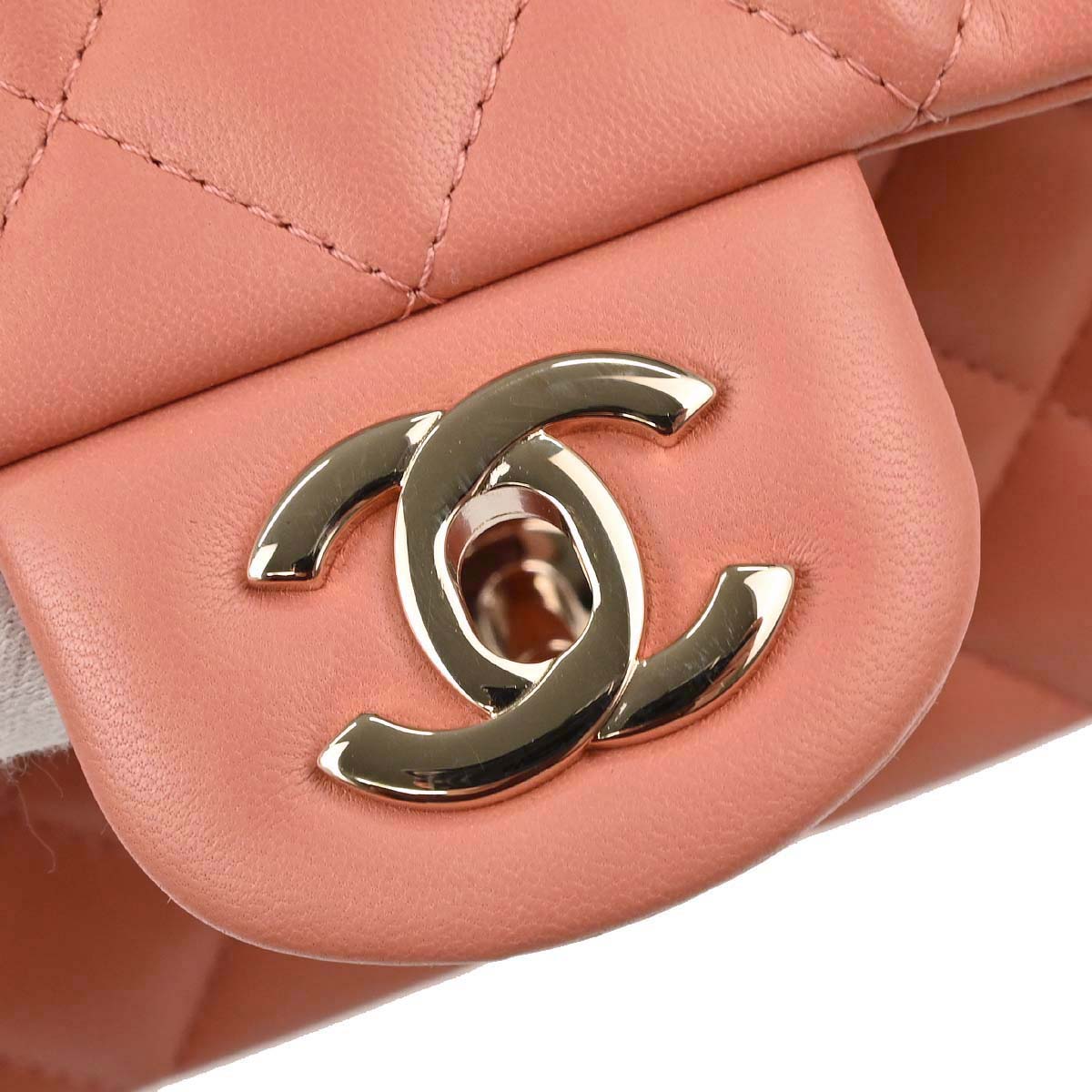 Chanel Pink Lambskin Single Flap Shoulder Bag