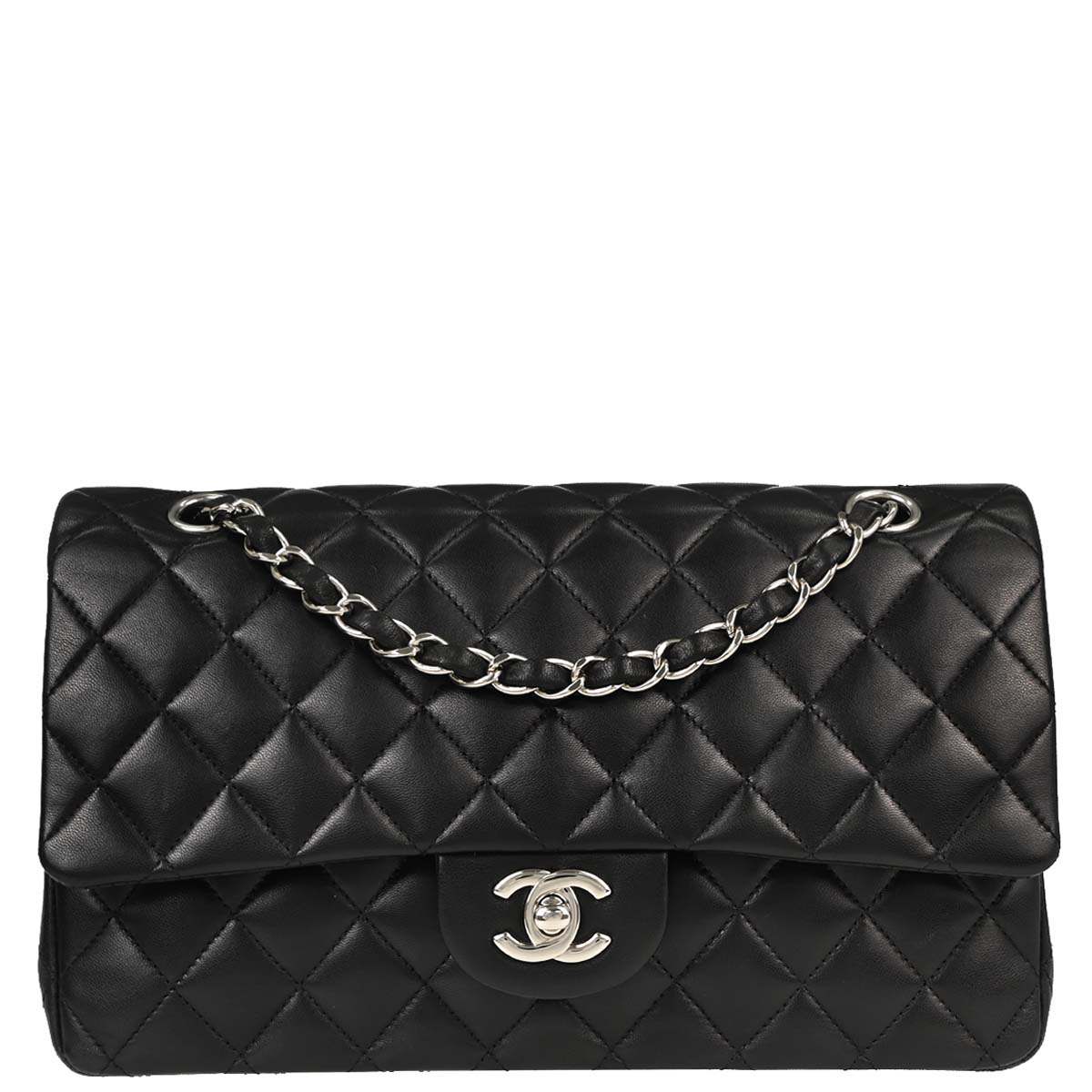 Chanel 2011 Black Lambskin Medium Classic Double Flap Shoulder Bag