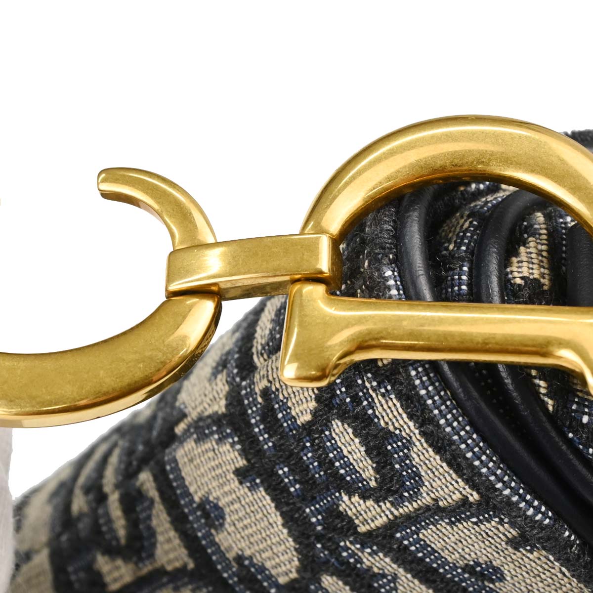 Christian Dior Navy Beige Trotter Oblique Saddle Handbag