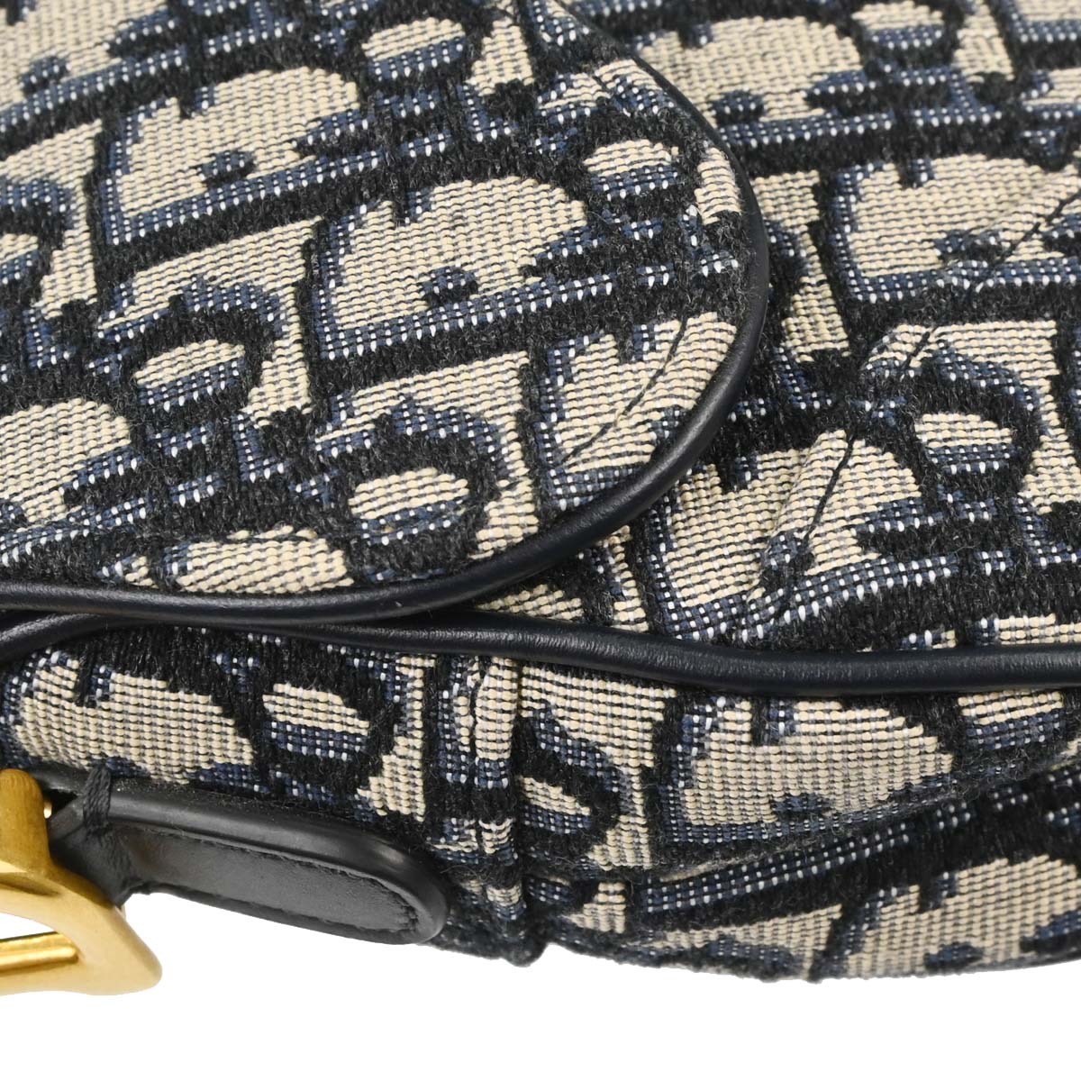 Christian Dior Navy Beige Trotter Oblique Saddle Handbag