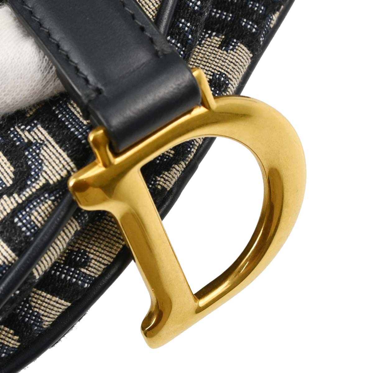 Christian Dior Navy Beige Trotter Oblique Saddle Handbag