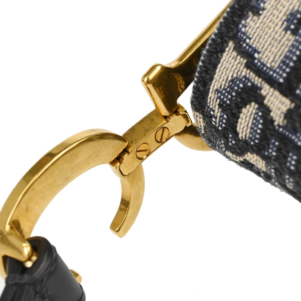 Christian Dior Navy Beige Trotter Oblique Saddle Handbag