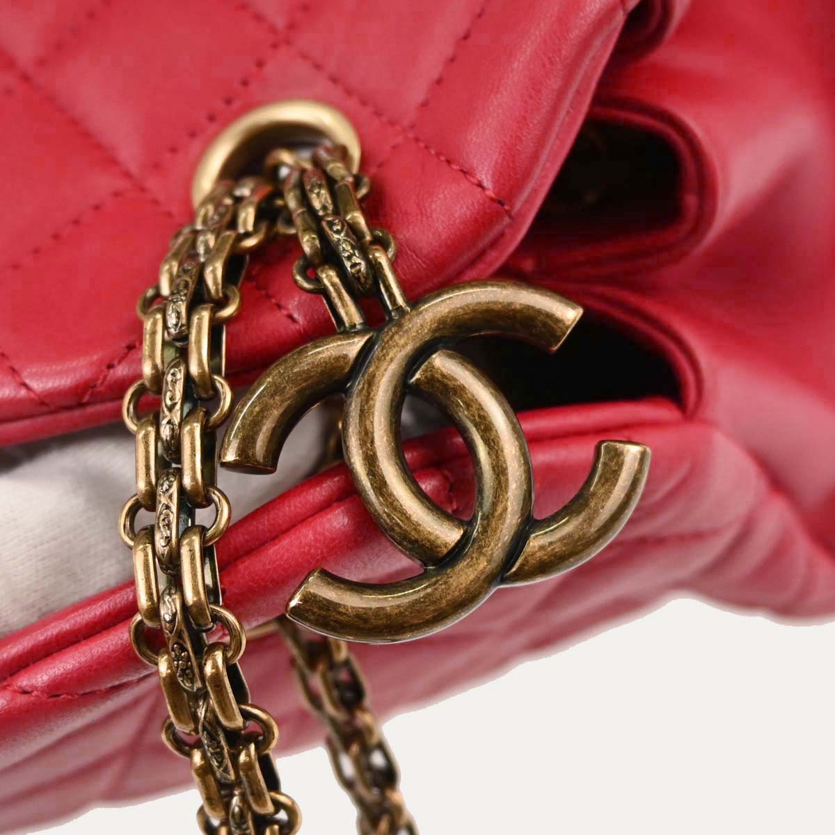 Chanel Red Lambskin Medium Bowling Mademoiselle Handbag