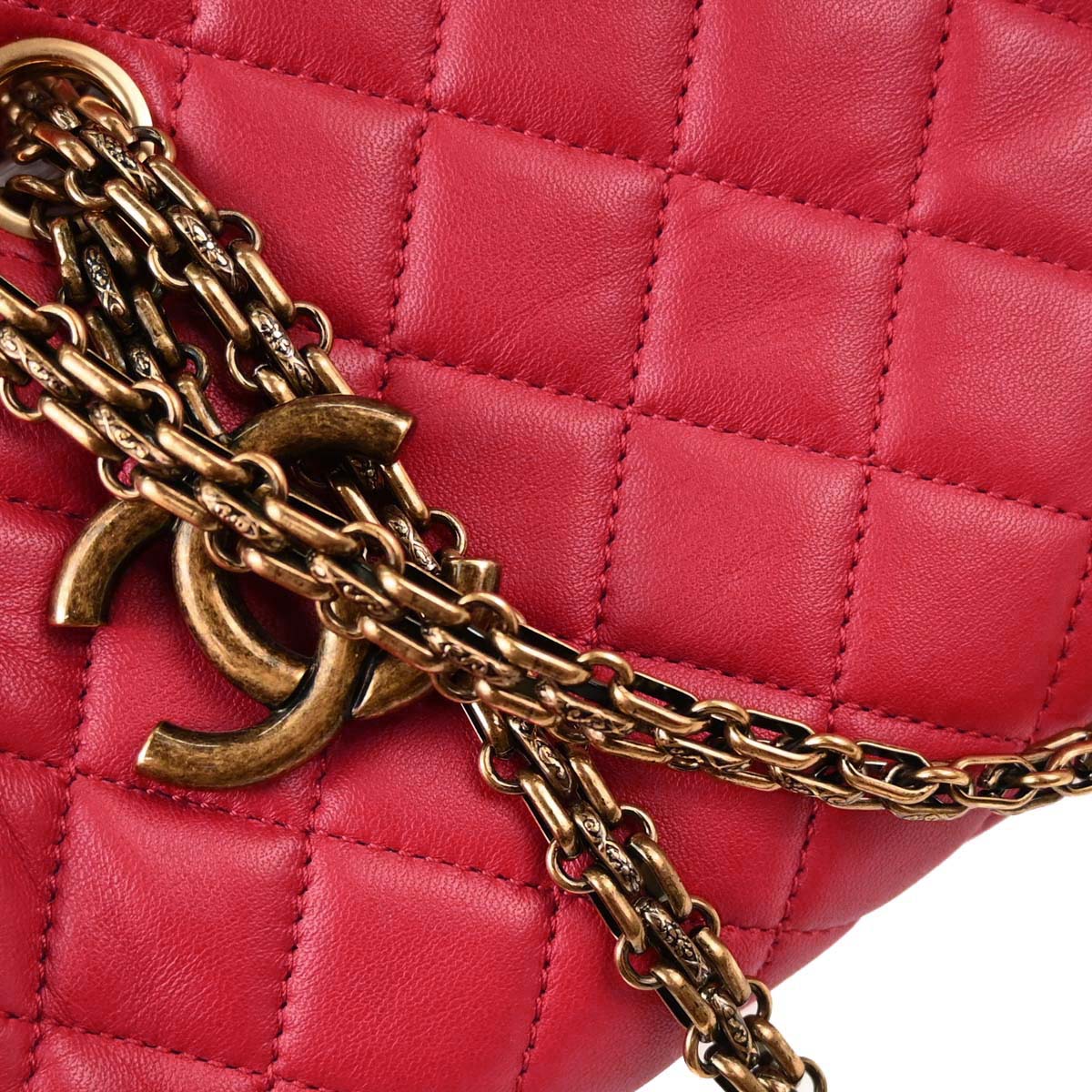 Chanel Red Lambskin Medium Bowling Mademoiselle Handbag