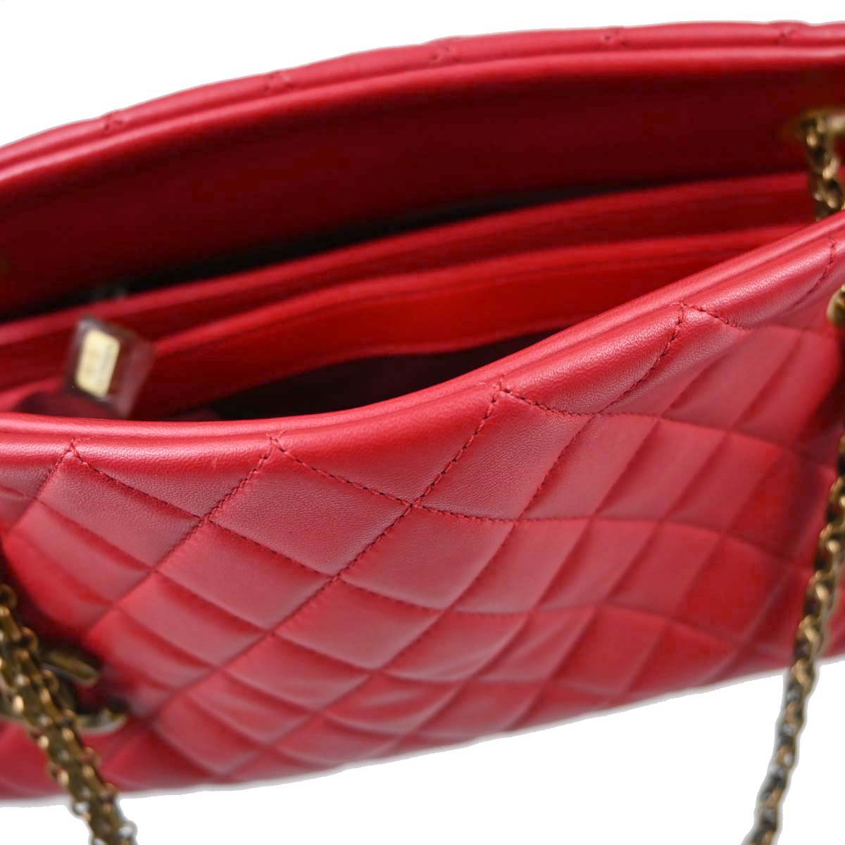 Chanel Red Lambskin Medium Bowling Mademoiselle Handbag