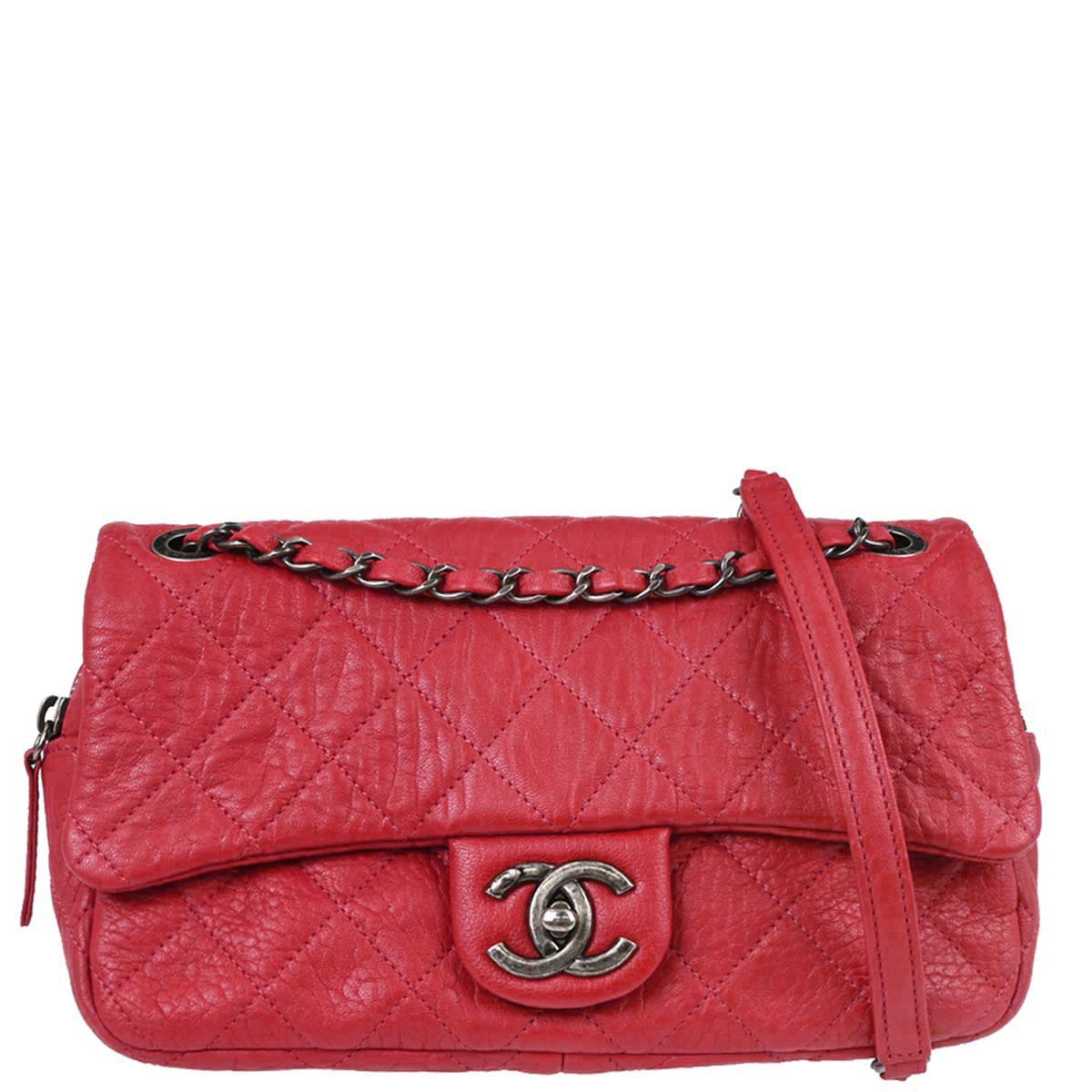 Chanel 2015-2016 Red Calfskin Easy Double Chain Flap Bag