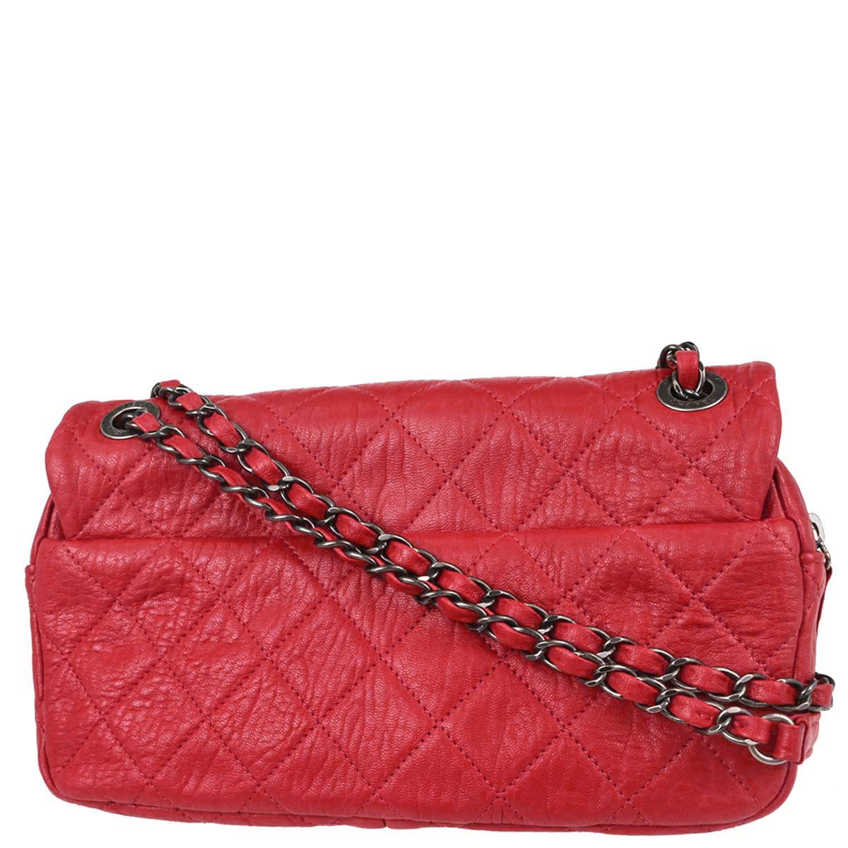 Chanel 2015-2016 Red Calfskin Easy Double Chain Flap Bag