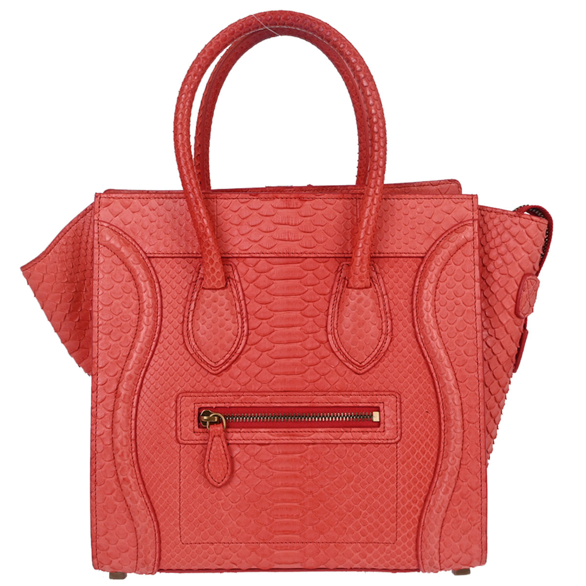 Celine * Red Python Luggage Micro Tote Handbag