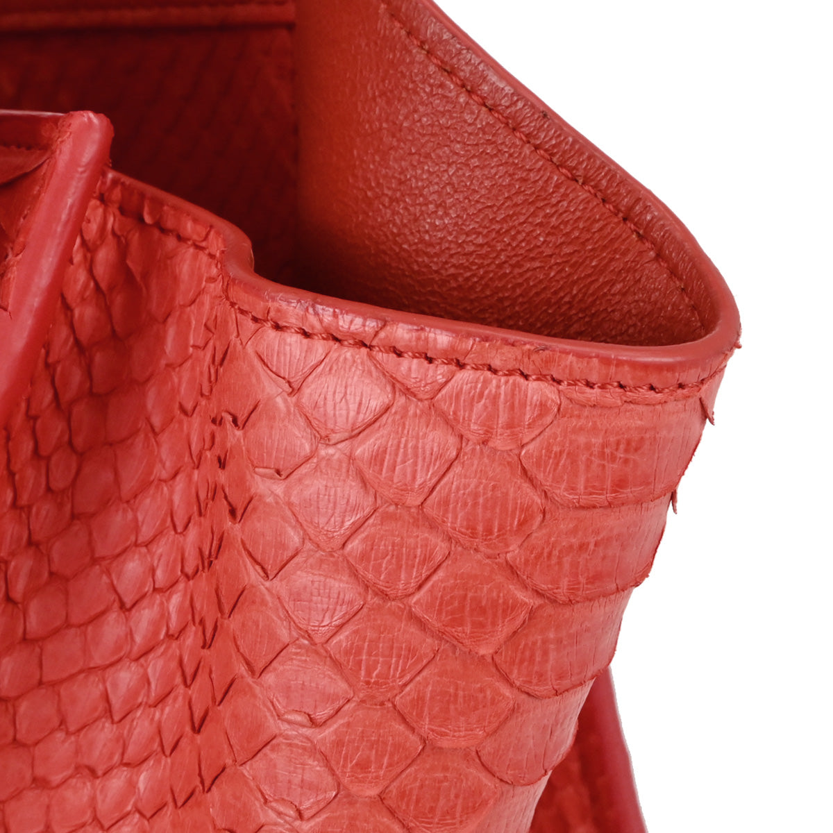 Celine * Red Python Luggage Micro Tote Handbag
