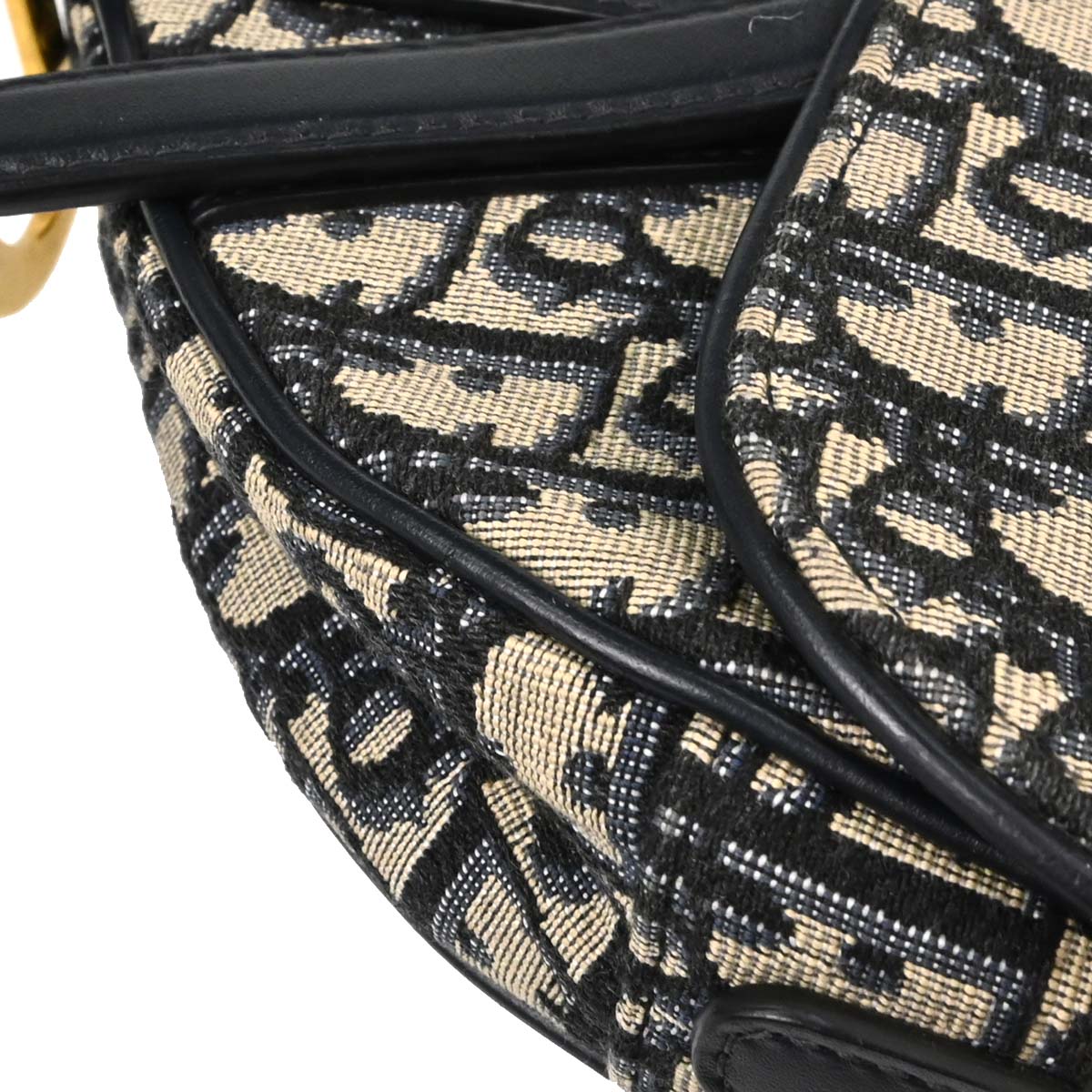 Christian Dior Navy Beige Trotter Oblique Saddle Handbag