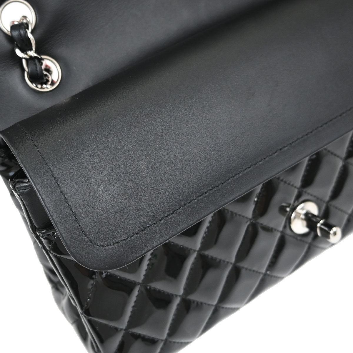 Chanel Black Pink Patent Leather Medium Classic Double Flap Shoulder Bag