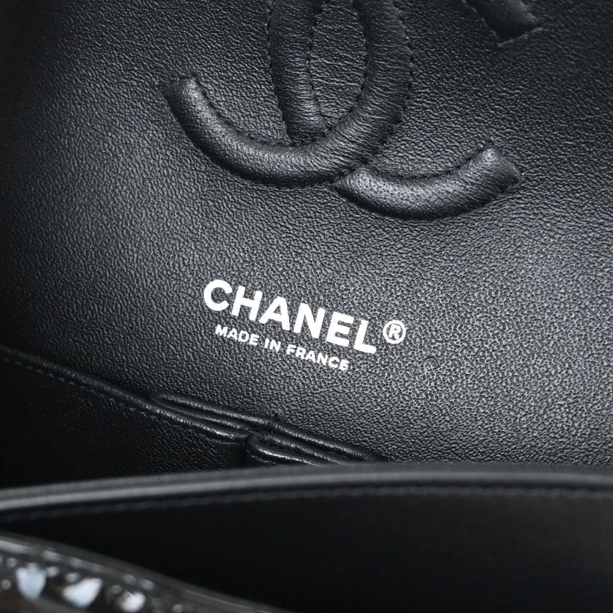 Chanel Black Pink Patent Leather Medium Classic Double Flap Shoulder Bag