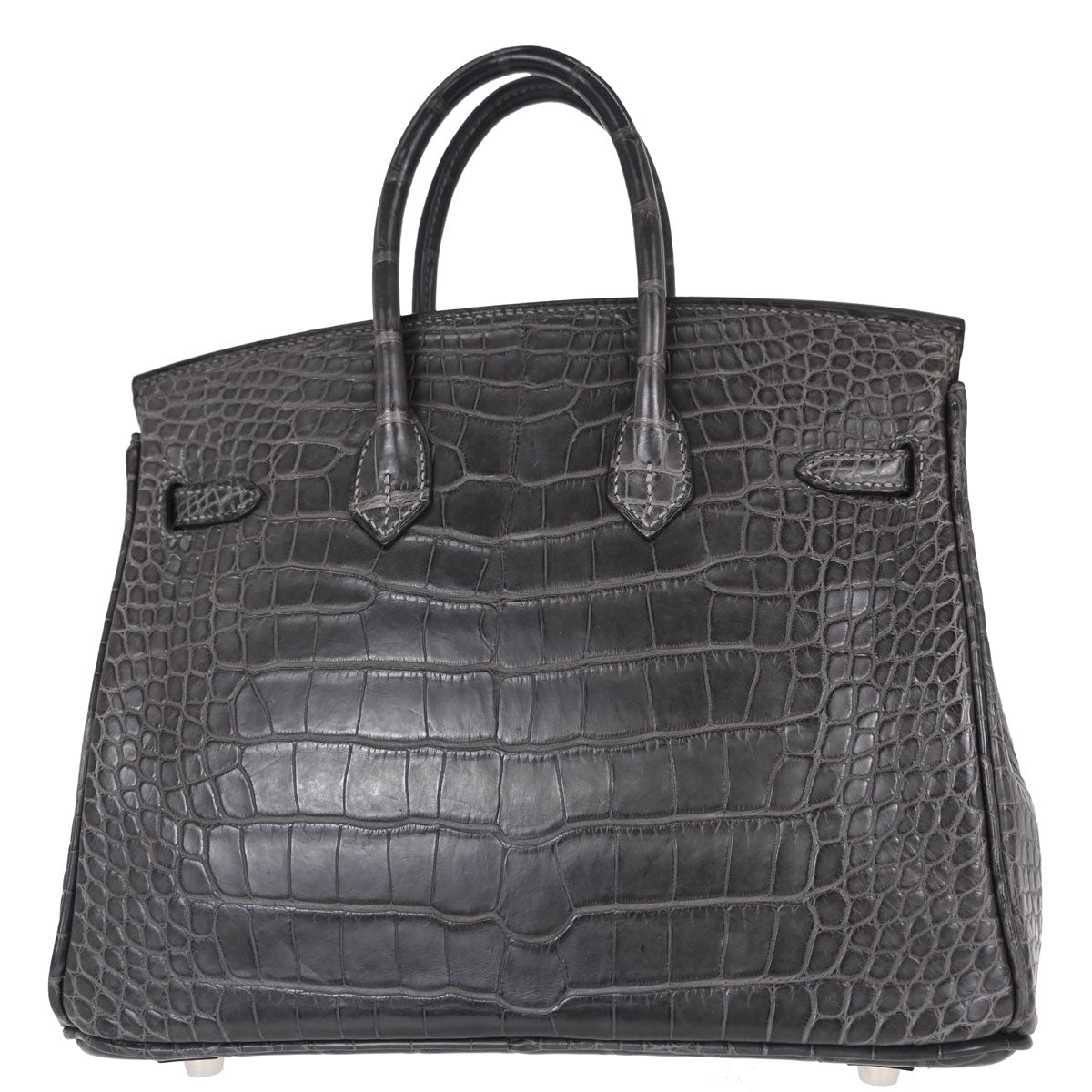 Hermes * Graphite Matt Alligator Birkin 25 Handbag