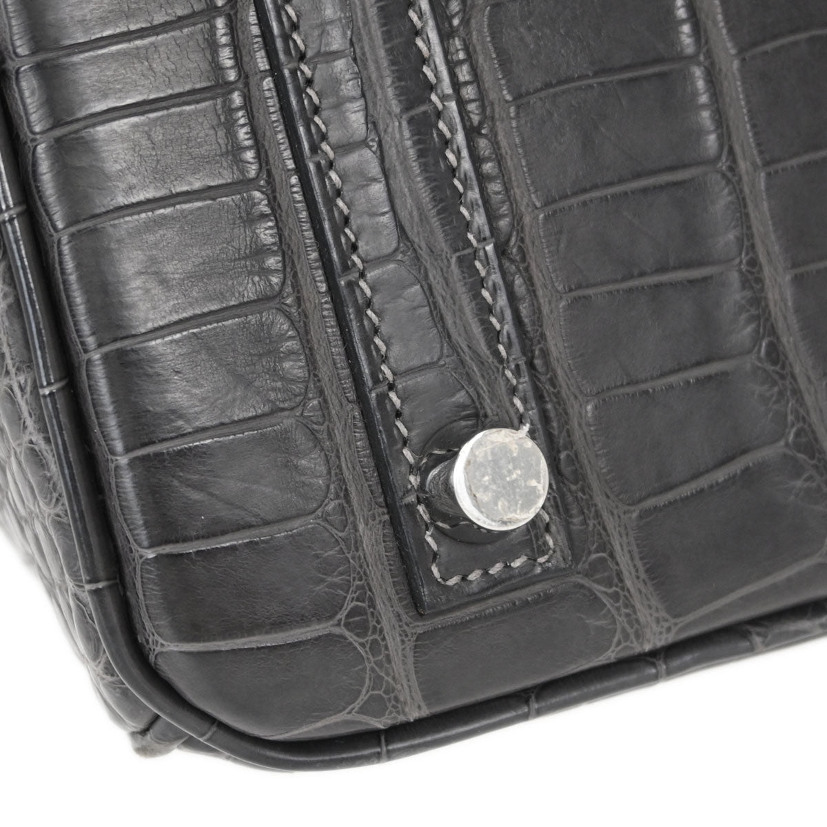 Hermes * Graphite Matt Alligator Birkin 25 Handbag