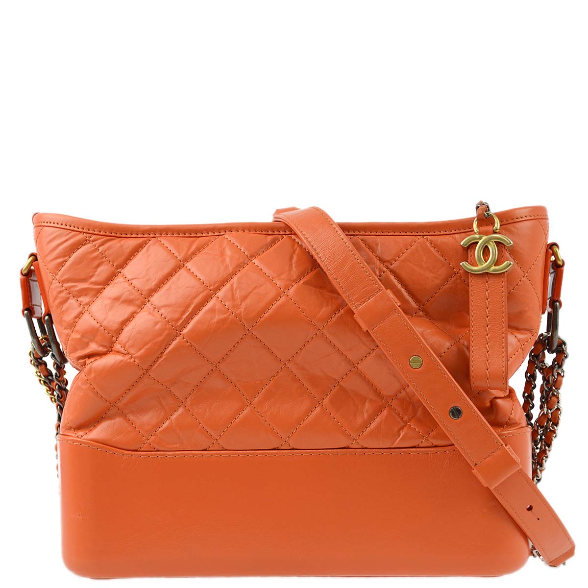 Chanel 2018-2019 Orange Calfskin Gabrielle Shoulder Bag