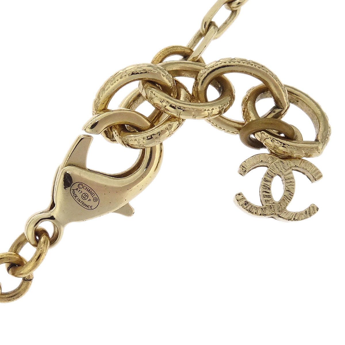 Chanel Coco Gold Chain Necklace Costume Pearl A17P