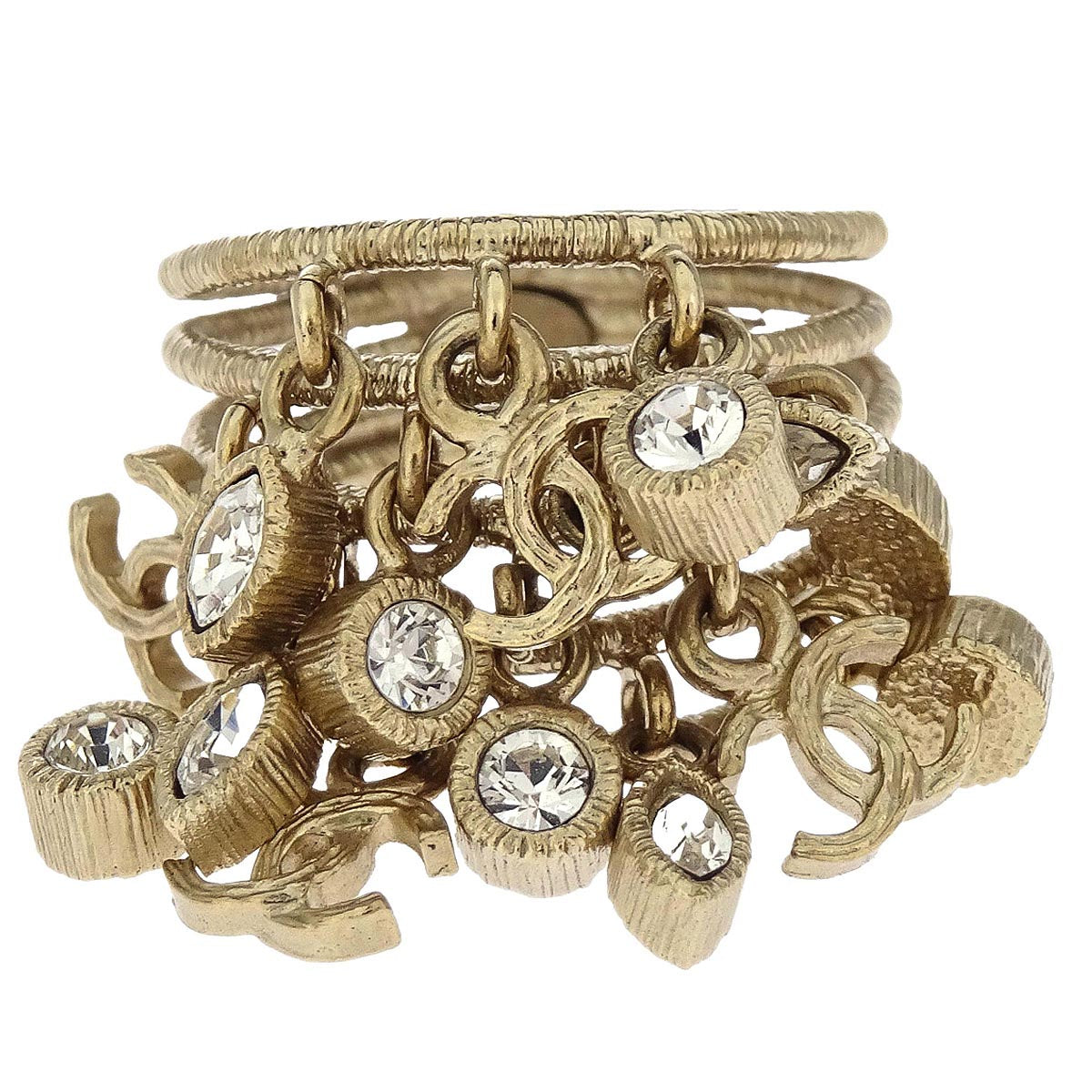 Chanel CC Ring Rhinestone Gold #53 B11A