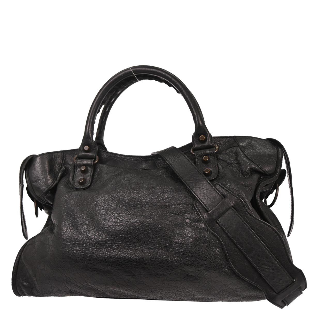 Balenciaga Black Lambskin Classic City 2way Shoulder Handbag