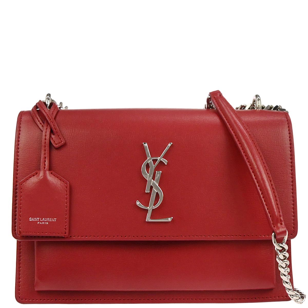 Saint Laurent Red Leather Sunset Shoulder Bag