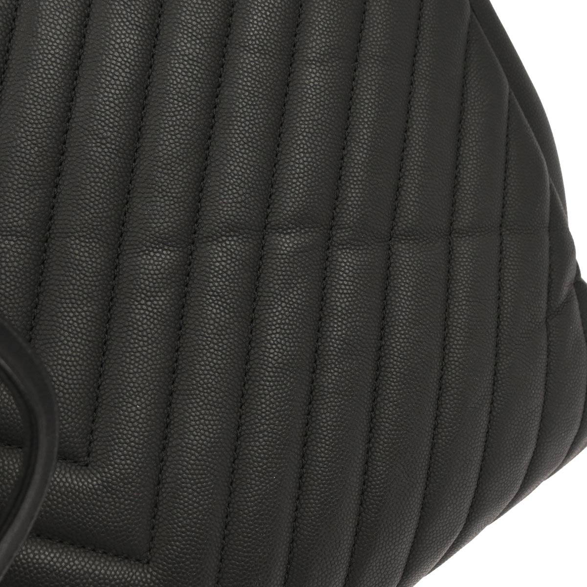 Chanel 2019 Black Caviar Skin Chevron Shopping Tote Chain Handbag