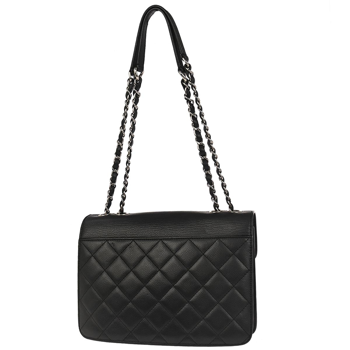 Chanel 2017-2018 Black Caviar Skin Box Flap Bag Shoulder Bag