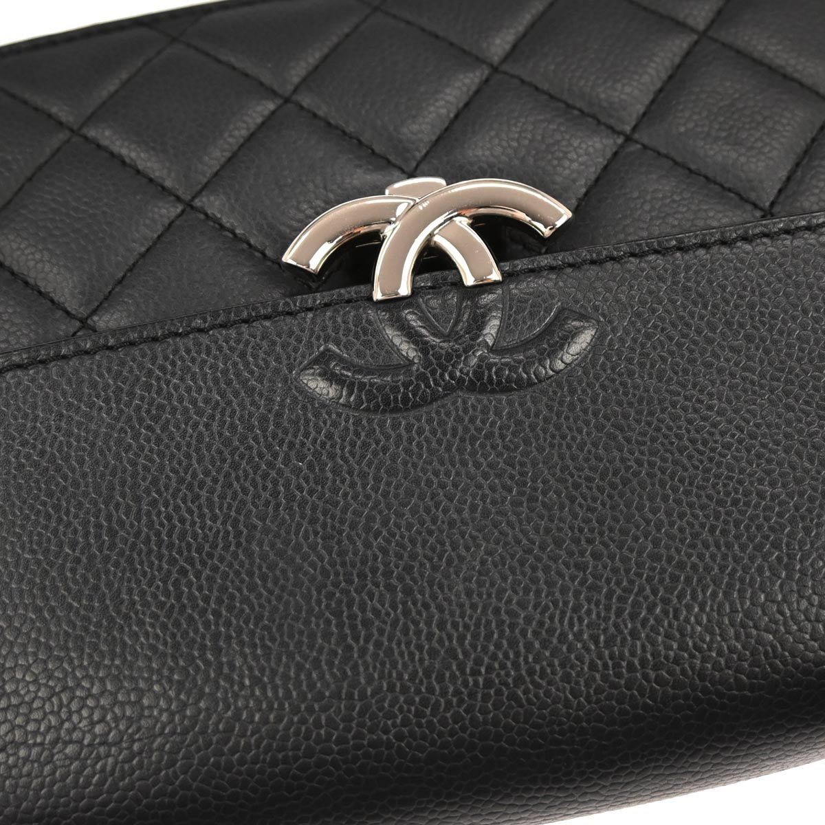 Chanel 2017-2018 Black Caviar Skin Box Flap Bag Shoulder Bag