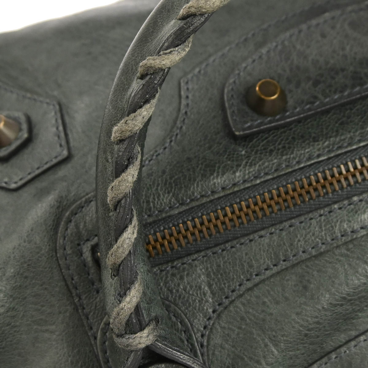 Balenciaga Dark Green Lambkin The First 2way Shoulder Handbag