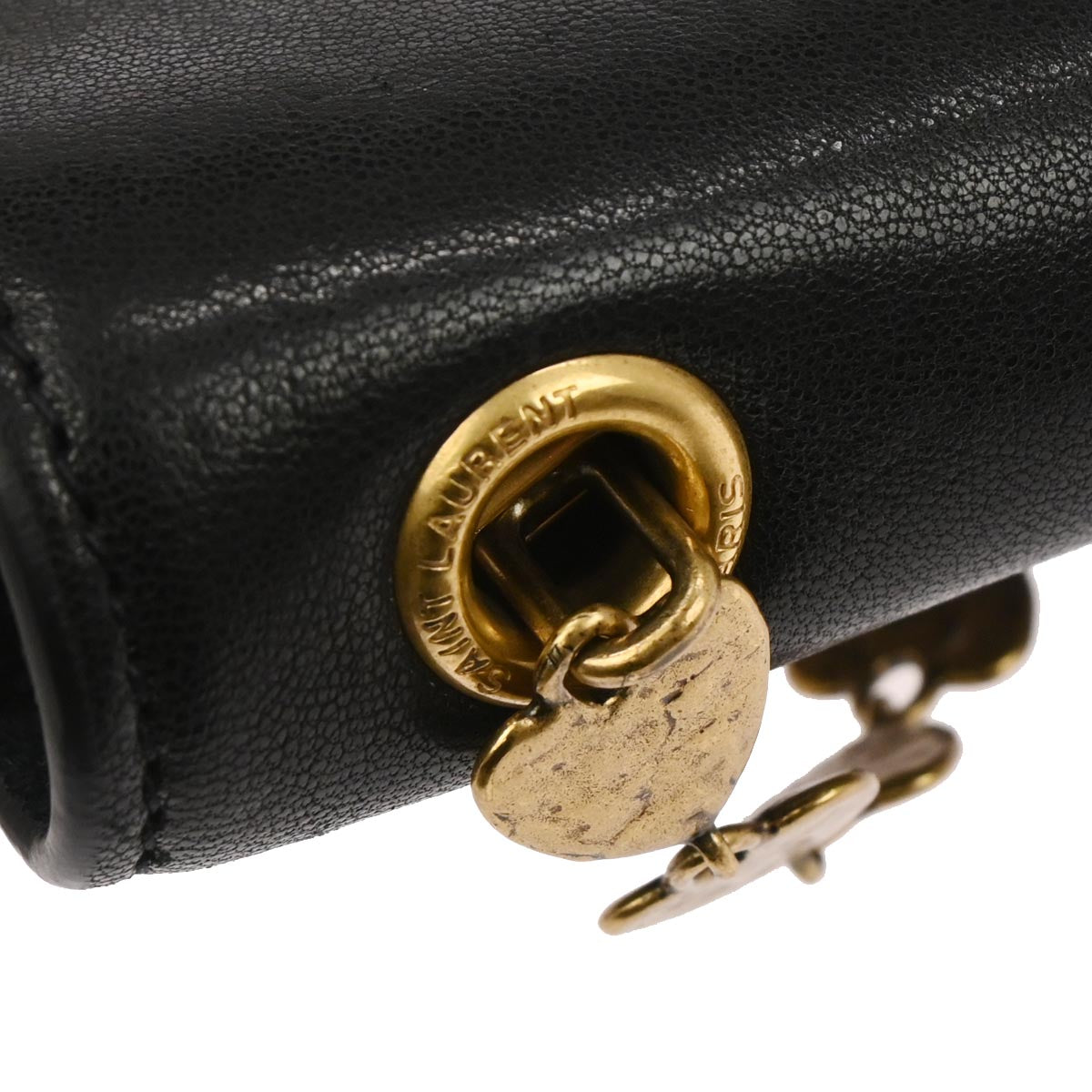 Saint Laurent Black Kate Heart Chain Shoulder Bag