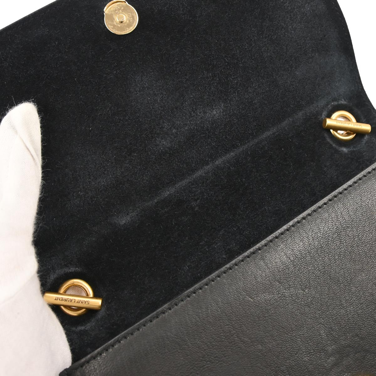 Saint Laurent Black Kate Heart Chain Shoulder Bag