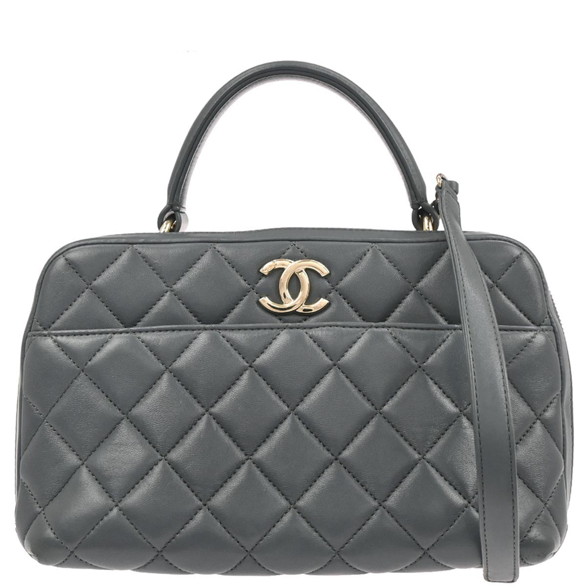Chanel 2018-2019 Gray Lambskin Trendy CC Bowling Bag