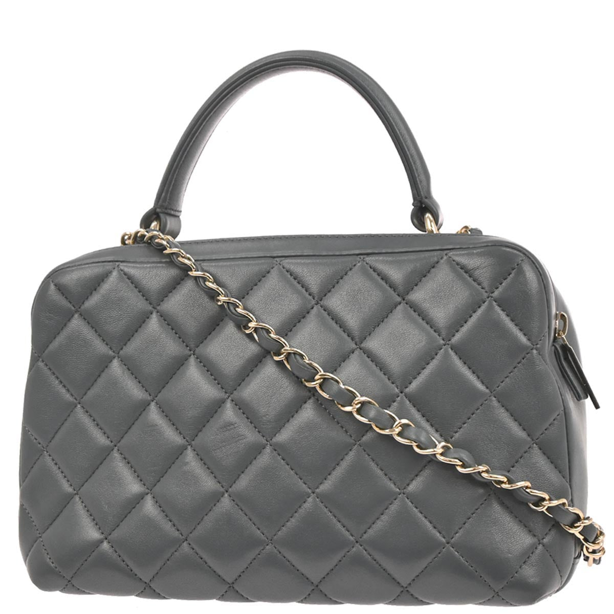Chanel 2018-2019 Gray Lambskin Trendy CC Bowling Bag