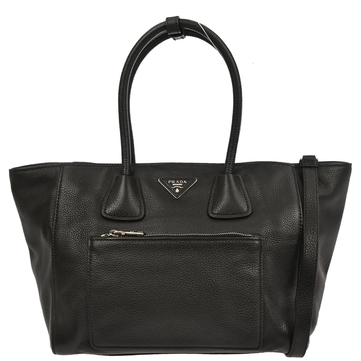 Prada Black Leather 2way Shoulder Tote Handbag