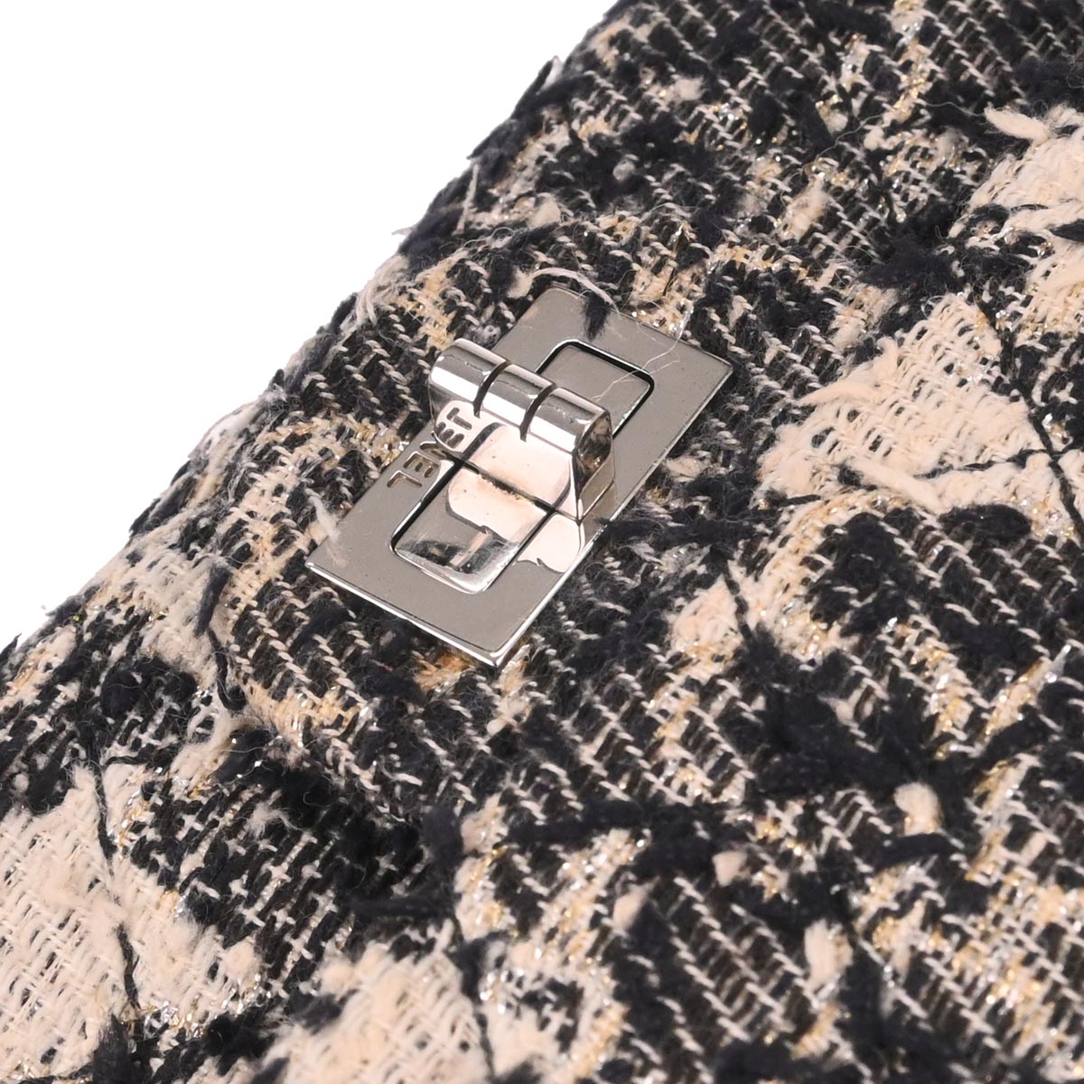 Chanel Black Tweed 2.55 Medium Classic Double Flap Shoulder Bag