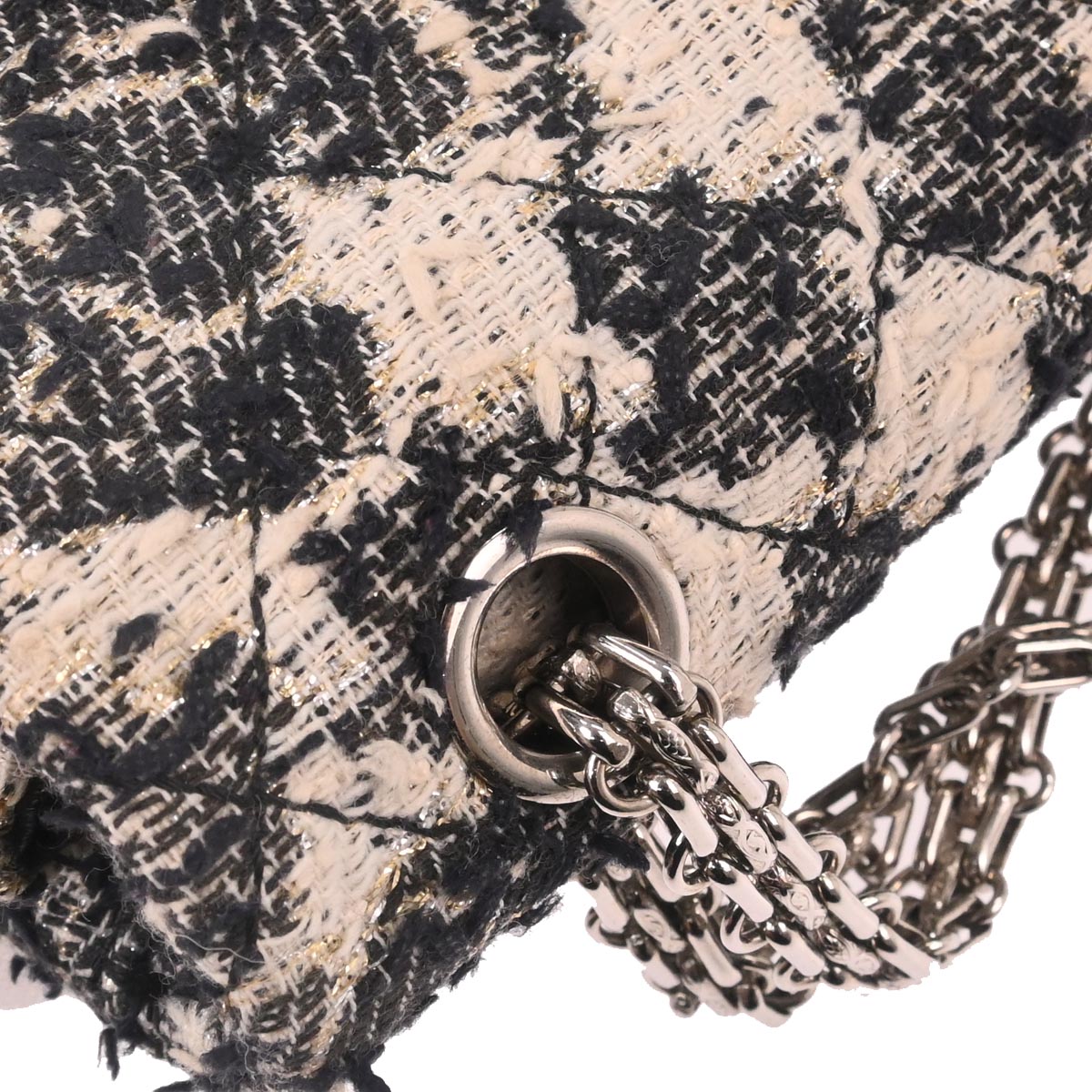 Chanel Black Tweed 2.55 Medium Classic Double Flap Shoulder Bag