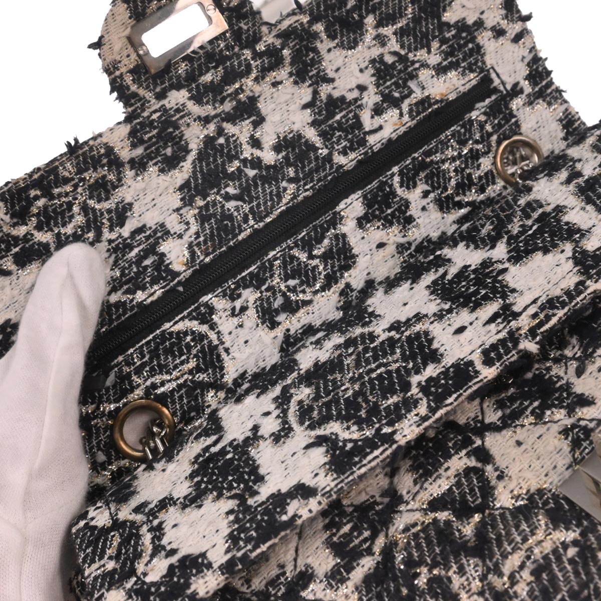 Chanel Black Tweed 2.55 Medium Classic Double Flap Shoulder Bag