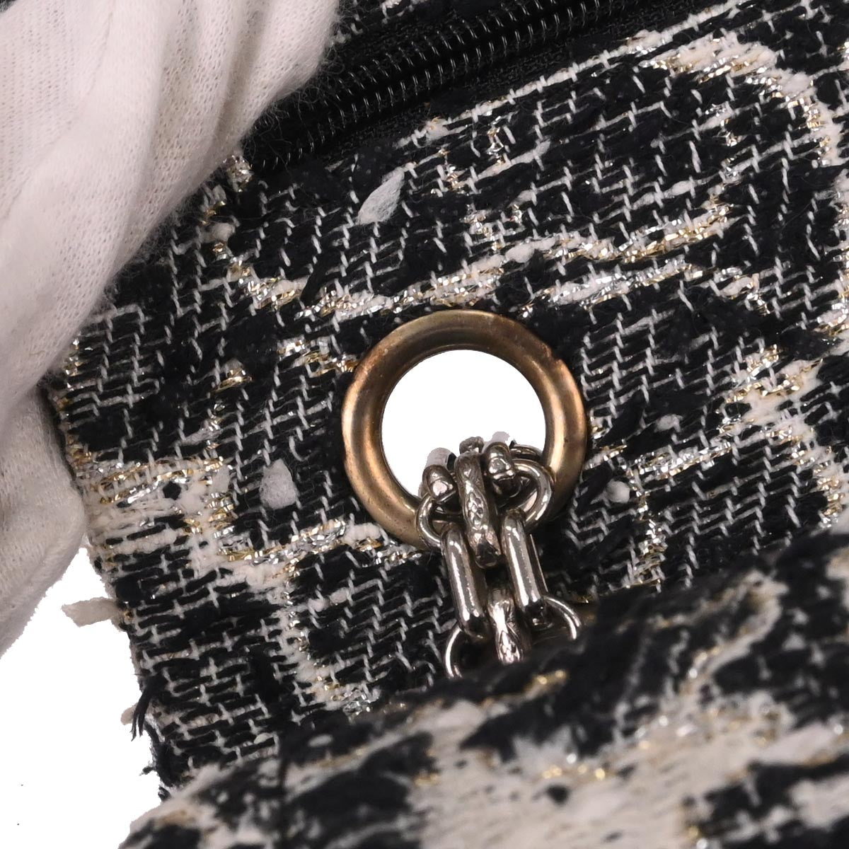 Chanel Black Tweed 2.55 Medium Classic Double Flap Shoulder Bag