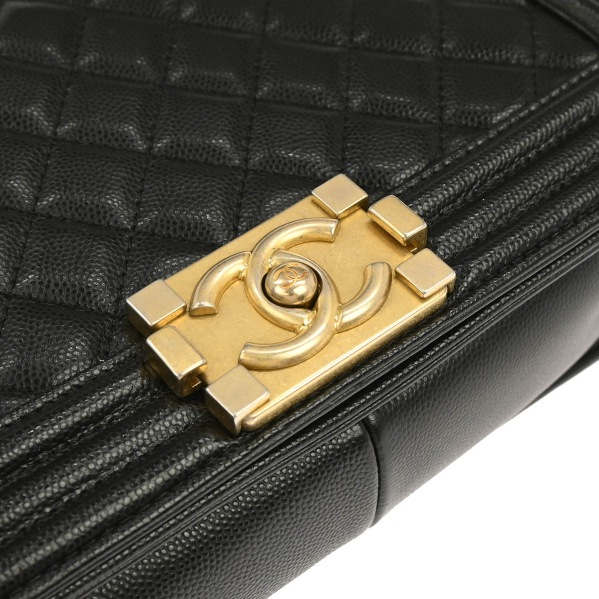 Boy Chanel 2019 Black Caviar Skin Medium Shoulder Bag
