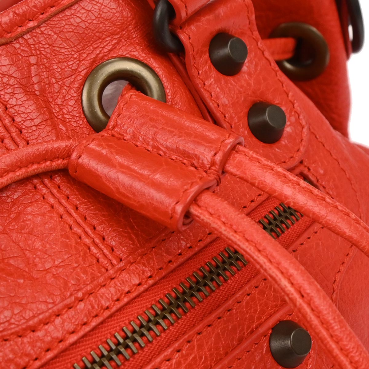 Balenciaga Red Classic Mini Pompon 2way Shoulder Handbag