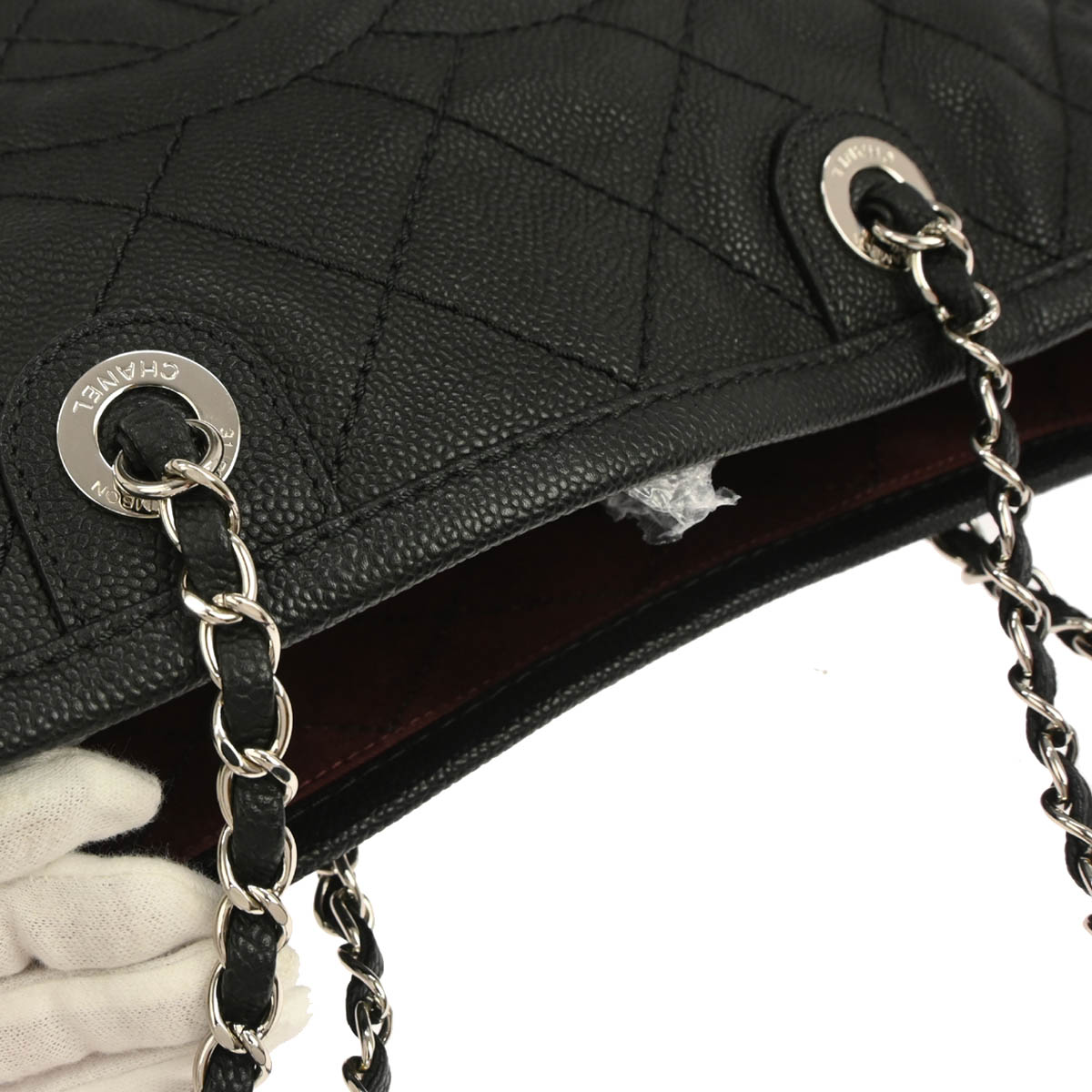 Chanel 2014-2015 Black Caviar Skin Tote Chain Handbag