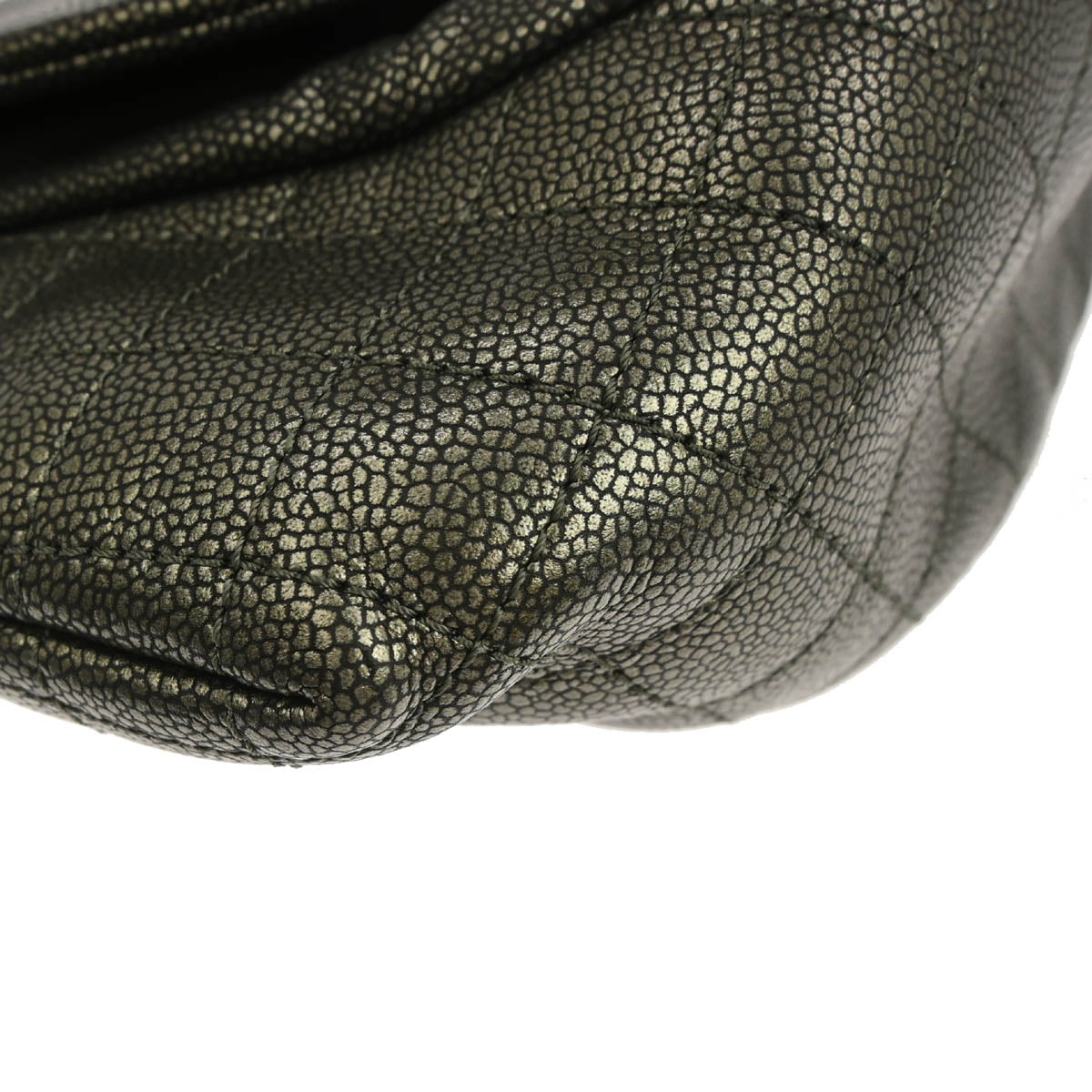 Chanel 2010-2011 Metallic Gold Caviar Skin Half Moon Flap Shoulder Bag