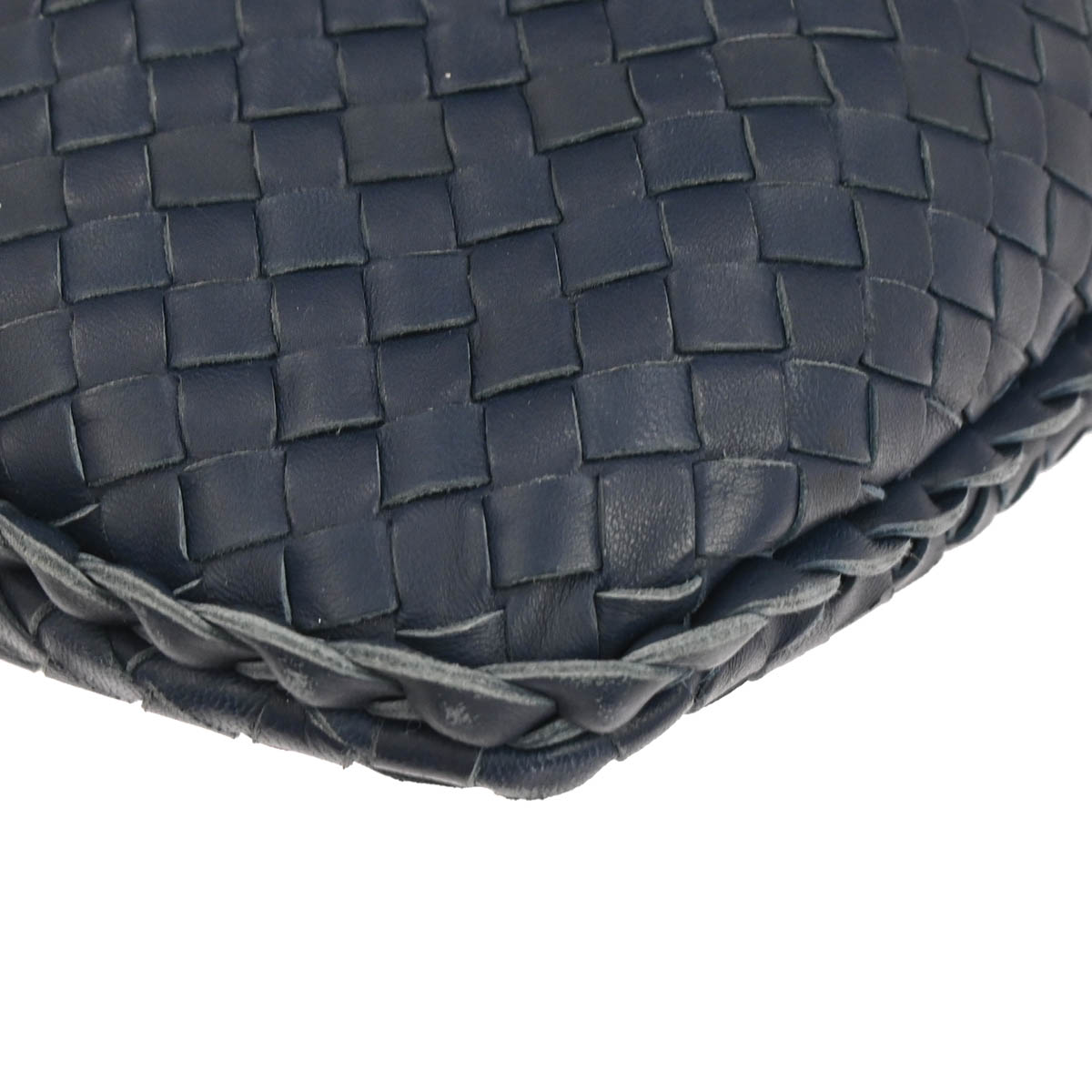 Bottega Veneta Navy Lambskin Intrecciato Hobo Handbag