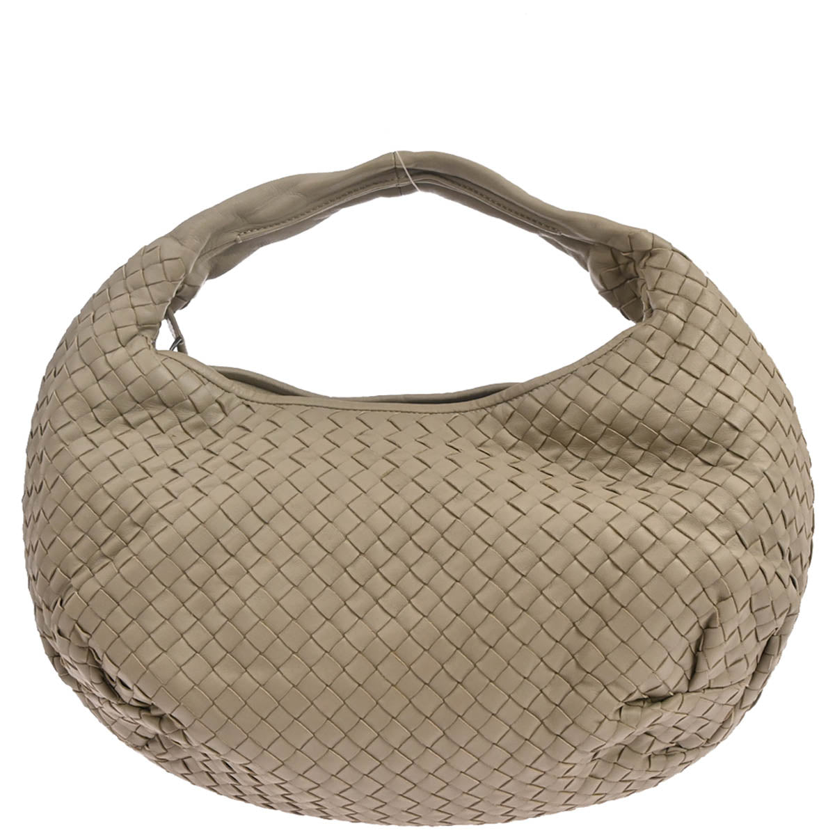 Bottega Veneta Grege Lambskin Intrecciato Hobo Handbag