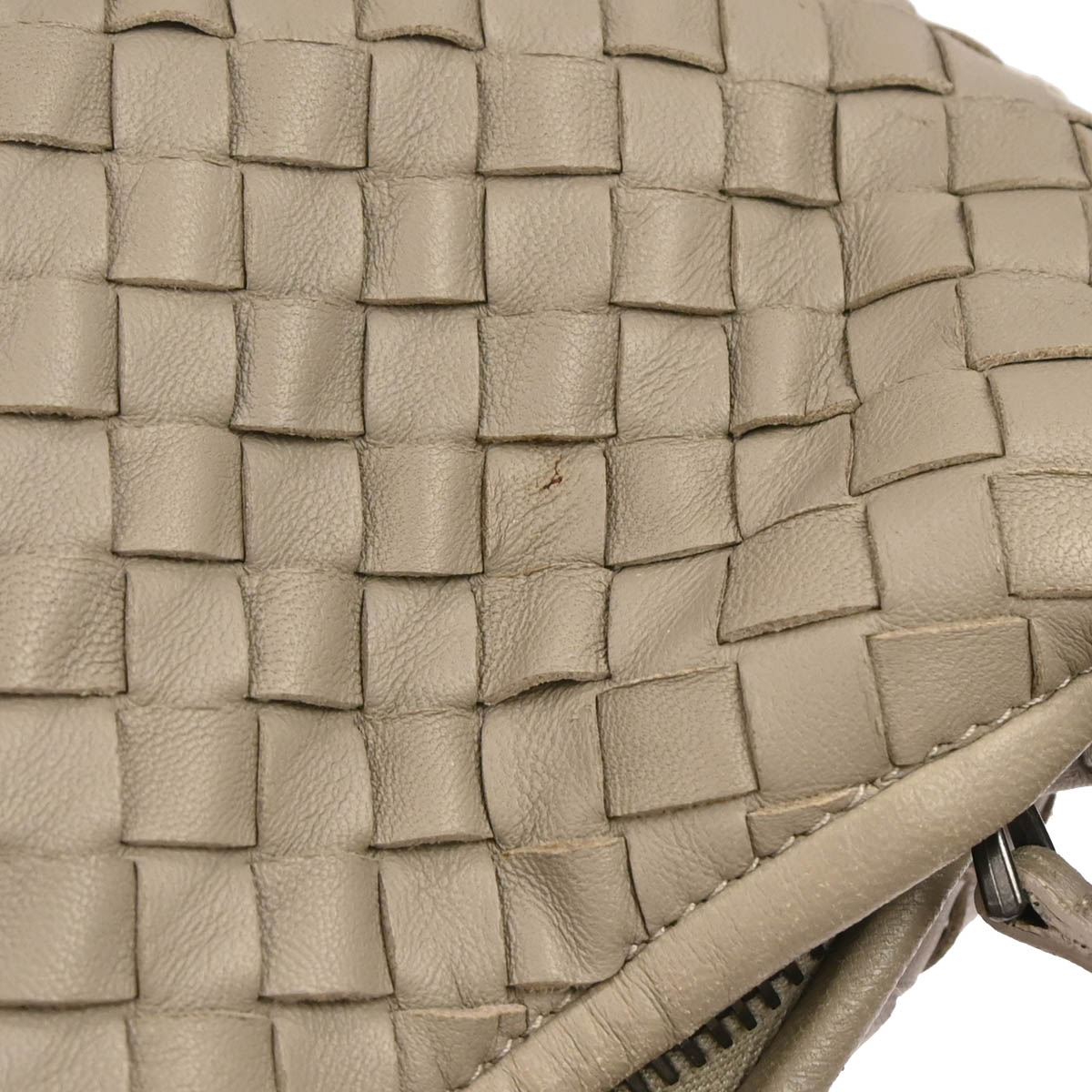 Bottega Veneta Grege Lambskin Intrecciato Hobo Handbag