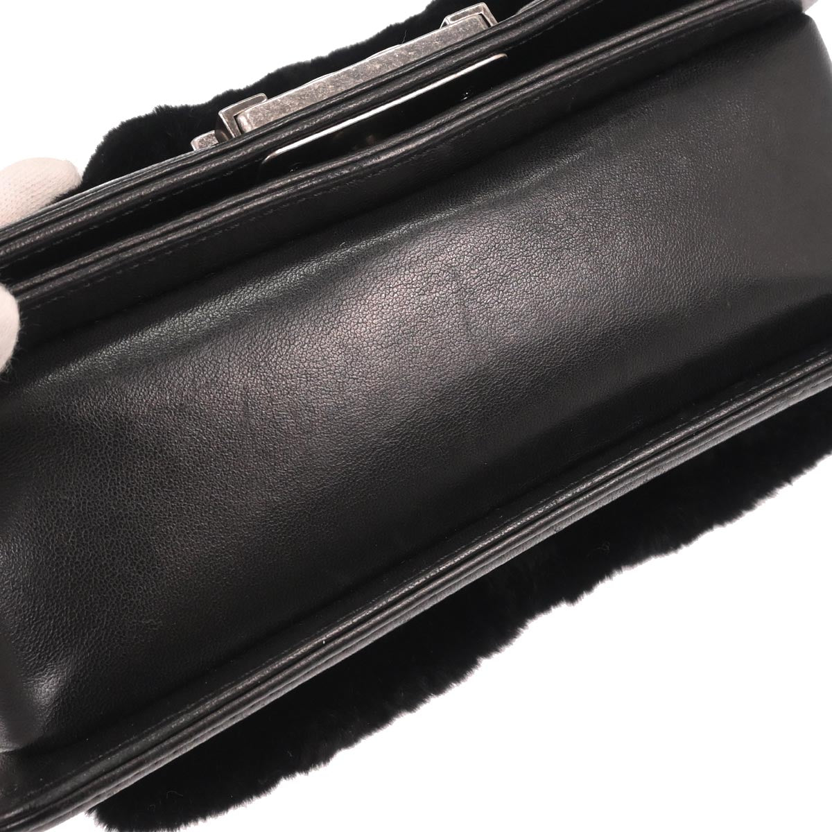 Boy Chanel Black Lambskin Fur Small Chain Shoulder Bag