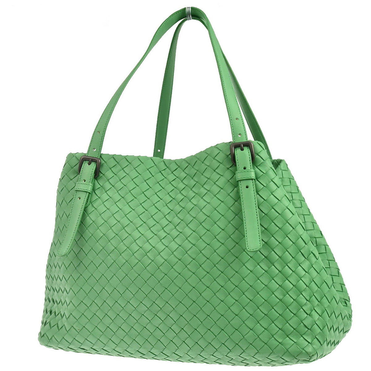 Bottega Veneta Green Lambskin Intrecciato Tote Bag