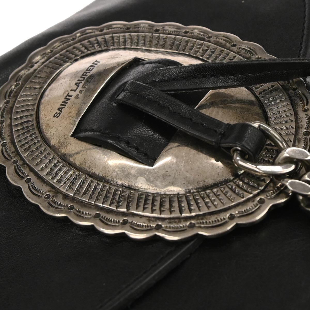 Saint Laurent Black Leather Anita Fringe Crossbody Bag